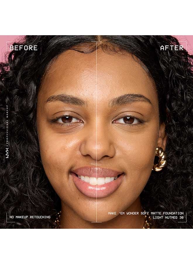 NYX PROFESSIONAL MAKEUP Make 'EM Wonder, 24H Soft Matte Foundation, Undetectable  Finish, Light Nutmeg - Image 3